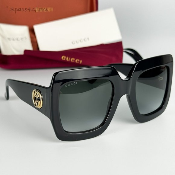 NEW Gucci GG0053SN 001 Black Gray Oversized Square Gradient Sunglasses - Picture 3 of 12